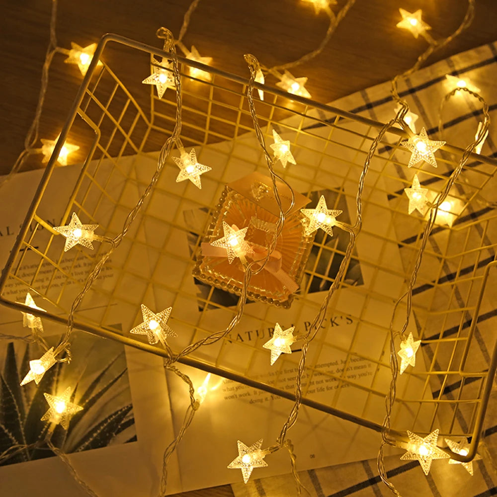 LED Star Fairy Lights Outdoor Chain Lights Garland Bulb String Lights Party Home Wedding Terrace Garden Christmas Decoration Dazzle Frenzy