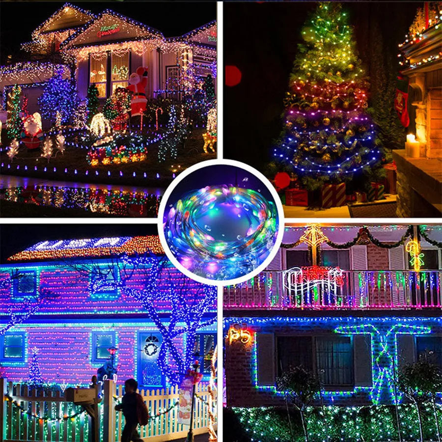 RGBIC USB LED String Lights DIY Outdoor Christmas Tree Decor Fairy Lights 8 Modes Bluetooth APP For Wedding Holiday Party Lighti Dazzle Frenzy