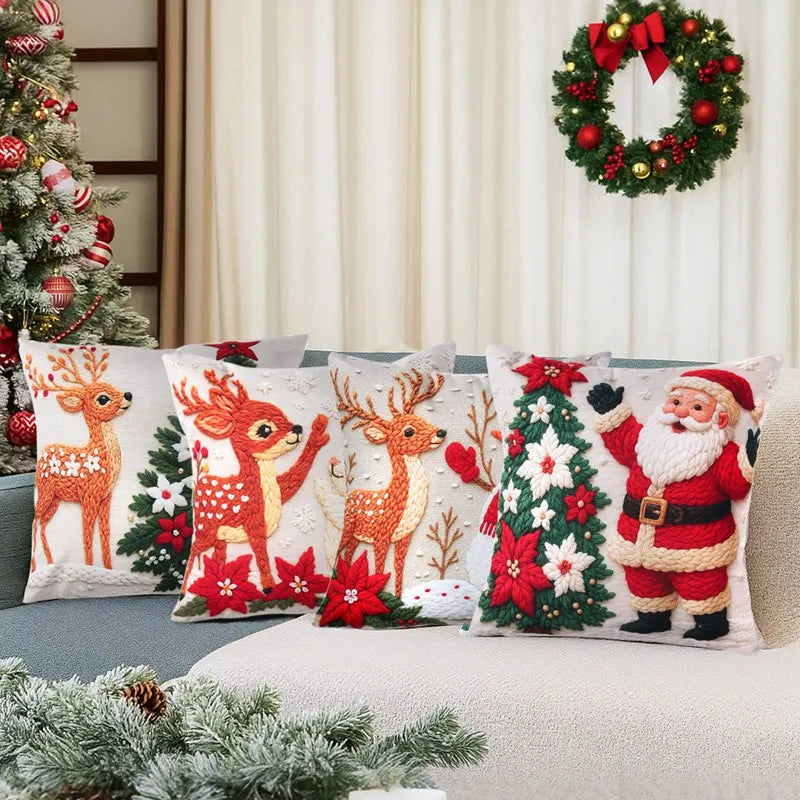 4pcs Merry Christmas Cushion Cover Home Decorations 2025 Christmas Ornament Pillow Case Xmas Navidad Gifts New Year Gifts 2026 Dazzle Frenzy