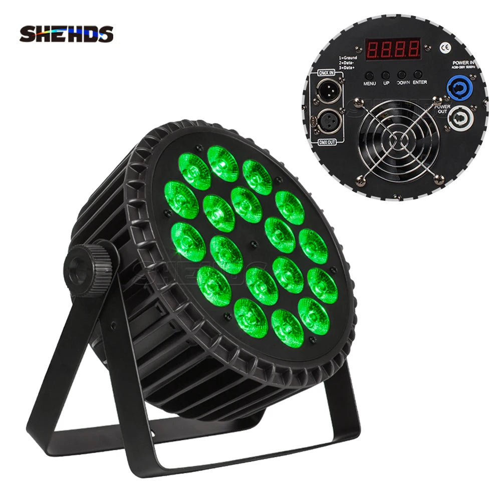 SHEHDS LED Flat Par Lighting18x12W RGBW/18x18W RGBWA+UV Aluminum Flat Par DJ Light For Disco Christmas Lights Audience Dazzle Frenzy