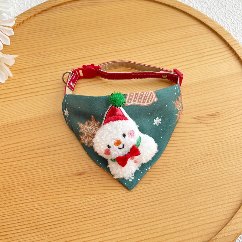 2025 Viral Christmas Dog Triangle Scarf - Adjustable Xmas Collar Santa Elk Pet Accessories Dazzle