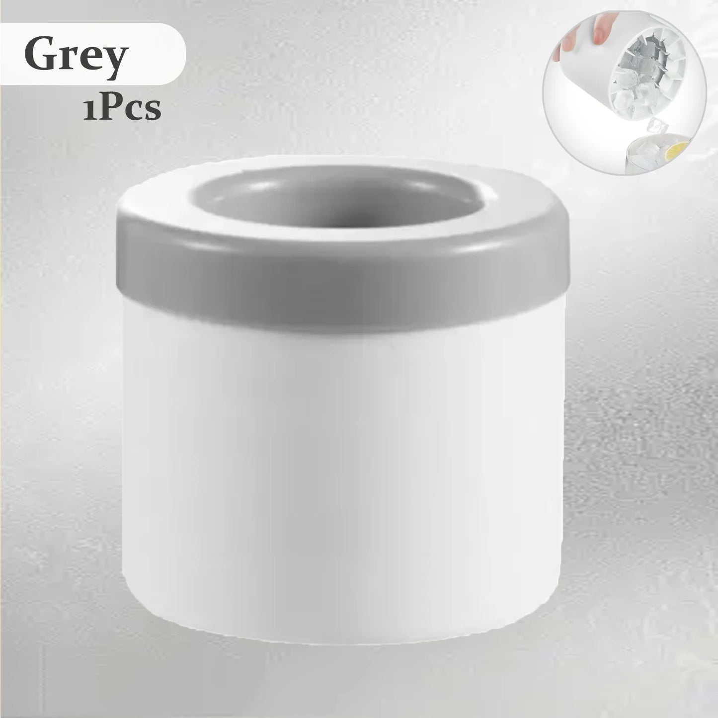 Space-Saving Silicone Ice Cylinder Mold with Lid - Round Ice Ball Maker Bucket for Whiskey, Cocktails & Freezer | BPA-Free Creative Ice Cube Genie (Blue/Grey/Yellow)