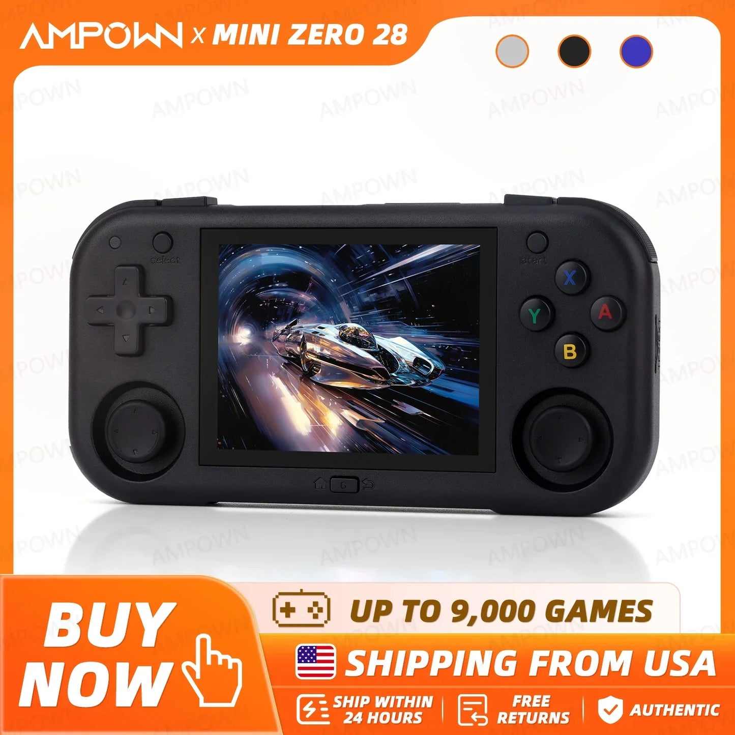 2025 Viral Ampown Mini Zero 28 Retro Handheld - 9000+ Games 2.8" IPS Android Emulator Dazzle