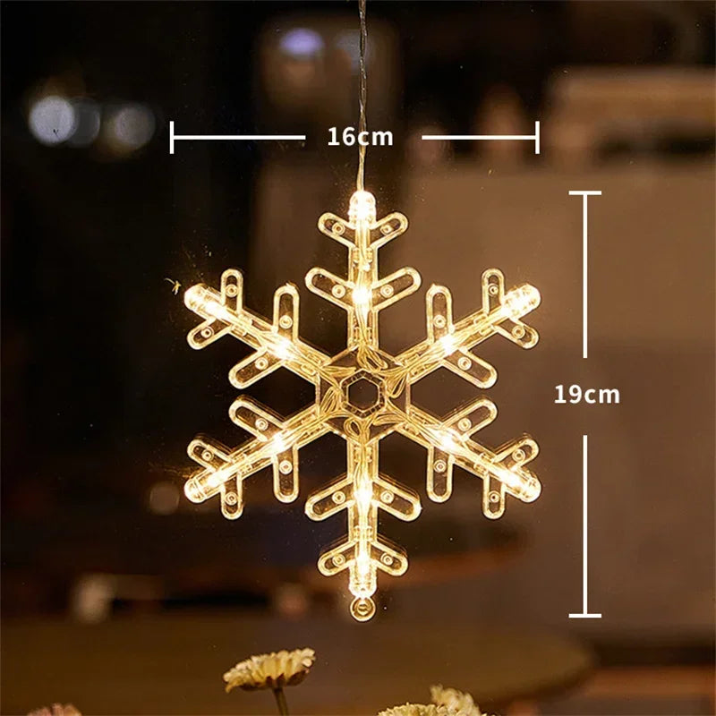 LED Light Snowflake Santa Window Ornaments Decoration for Home Xmas Navidad New Year Christmas Decor Fairy Lamp String Lights Dazzle Frenzy