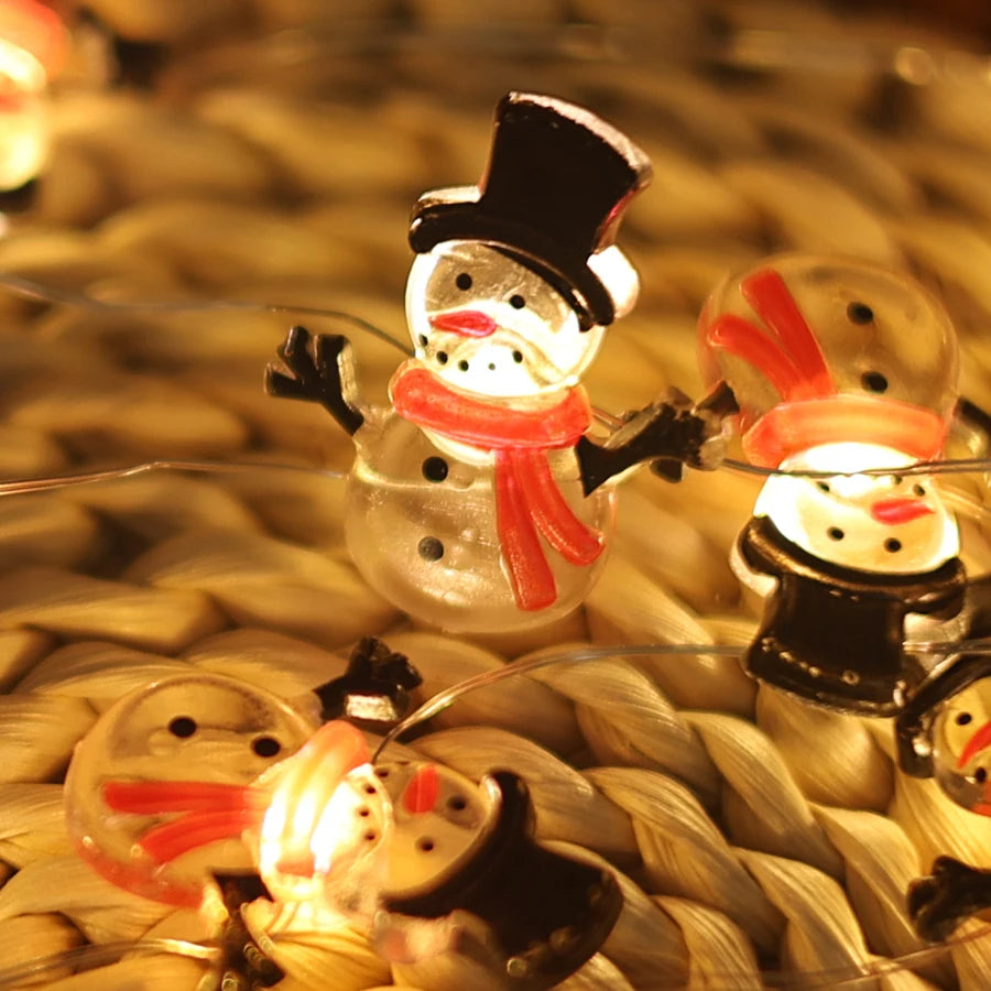 LED Christmas snowman pendant copper wire light string Christmas tree decoration scene atmosphere colorful lights Dazzle Frenzy