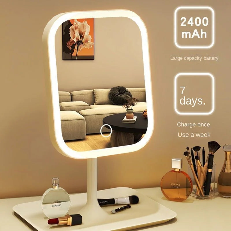 2025 Viral Niche Modern LED Makeup Mirror - 3 Color Touch Light Vanity Desktop Dazzle Mirror