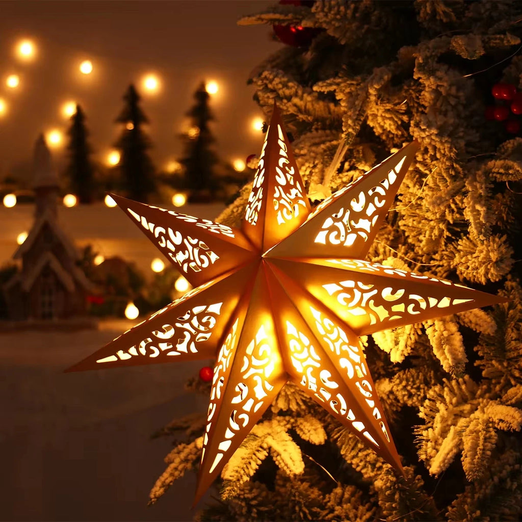 Hollow Star Hanging Pendants Christmas Decoration 2025 for Home Navidad Natal Noel Gifts Christmas Ornaments New Year 2026 Dazzle Frenzy