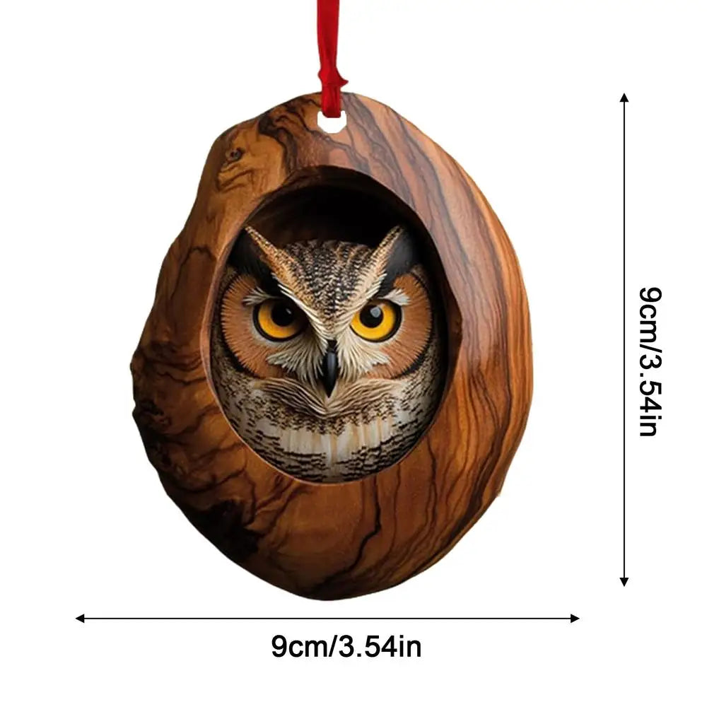 Animal Christmas Ornaments 2D Cute Christmas Acrylic Pendant Animal Raccoon Owl Squirrel Hedgehog Bunny Bird Wildlife Ornaments Dazzle Frenzy