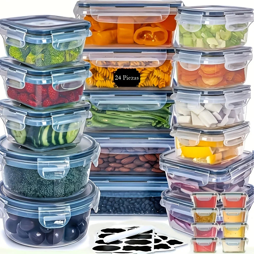 2025 Viral 48Pcs BPA-Free Food Storage Set - 24 Airtight Leakproof Containers with Labels