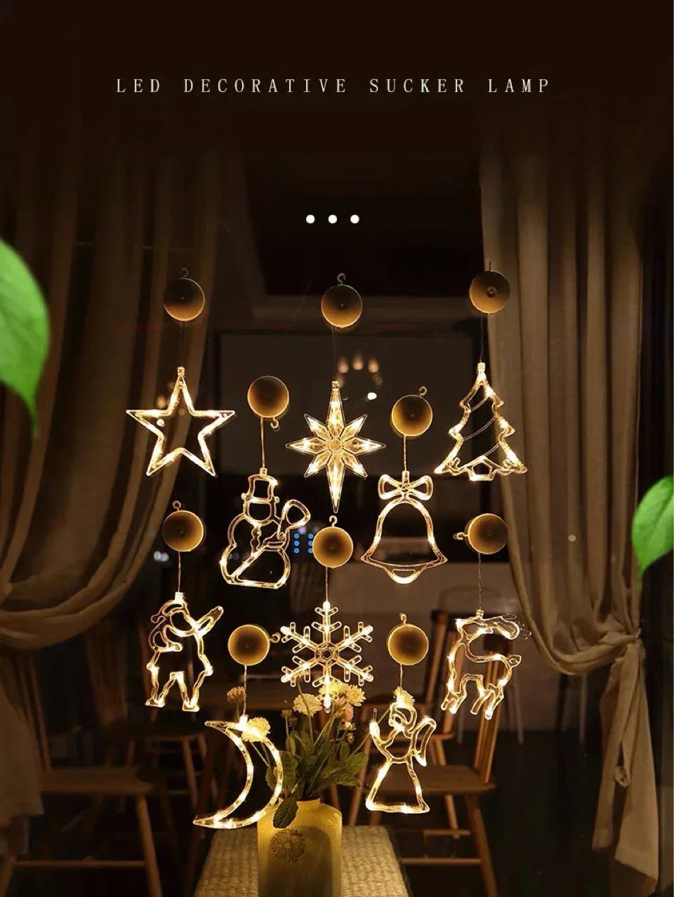 LED Light Snowflake Santa Window Ornaments Decoration for Home Xmas Navidad New Year Christmas Decor Fairy Lamp String Lights Dazzle Frenzy