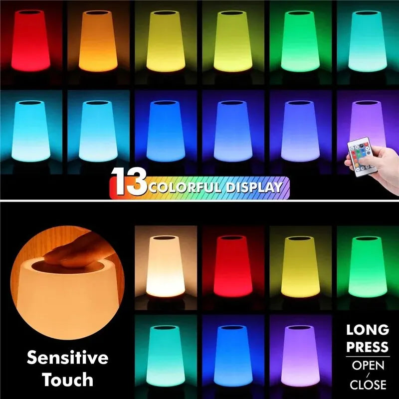2025 Viral RGB Rechargeable Night Light - 13 Colors Touch Remote Control Portable Dazzle Lamp