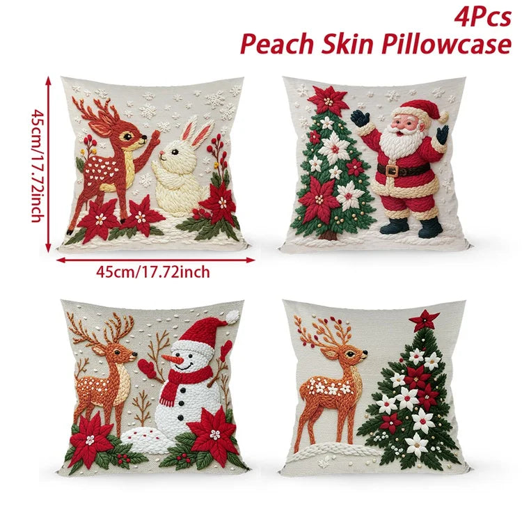 4pcs Merry Christmas Cushion Cover Home Decorations 2025 Christmas Ornament Pillow Case Xmas Navidad Gifts New Year Gifts 2026 Dazzle Frenzy