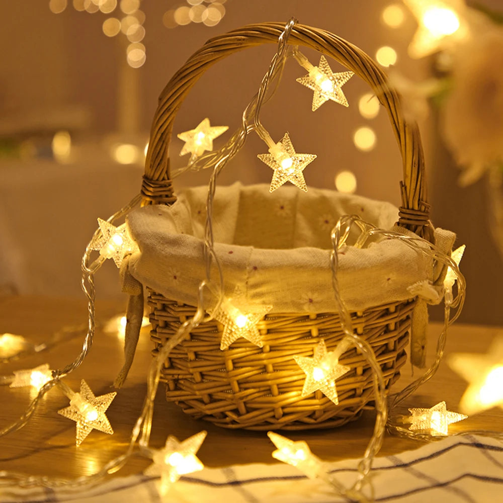 LED Star Fairy Lights Outdoor Chain Lights Garland Bulb String Lights Party Home Wedding Terrace Garden Christmas Decoration Dazzle Frenzy