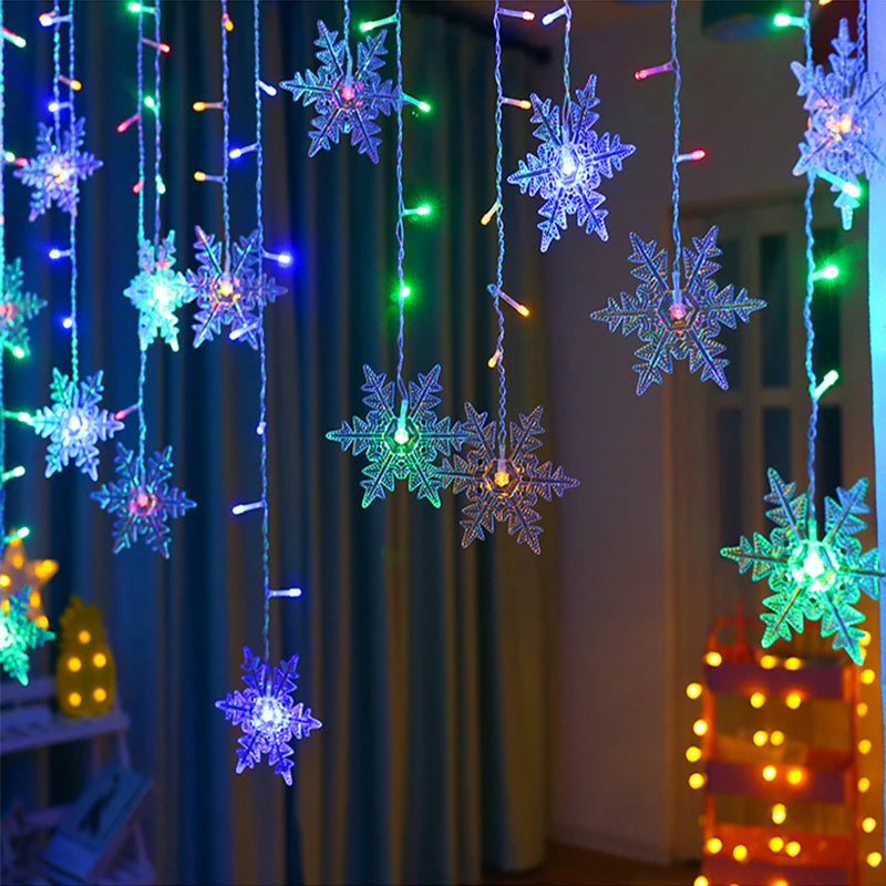 3.2M Christmas Snowflakes LED String Lights Flashing Fairy Curtain Lights Waterproof For Holiday Party Wedding Xmas Decoration Dazzle Frenzy