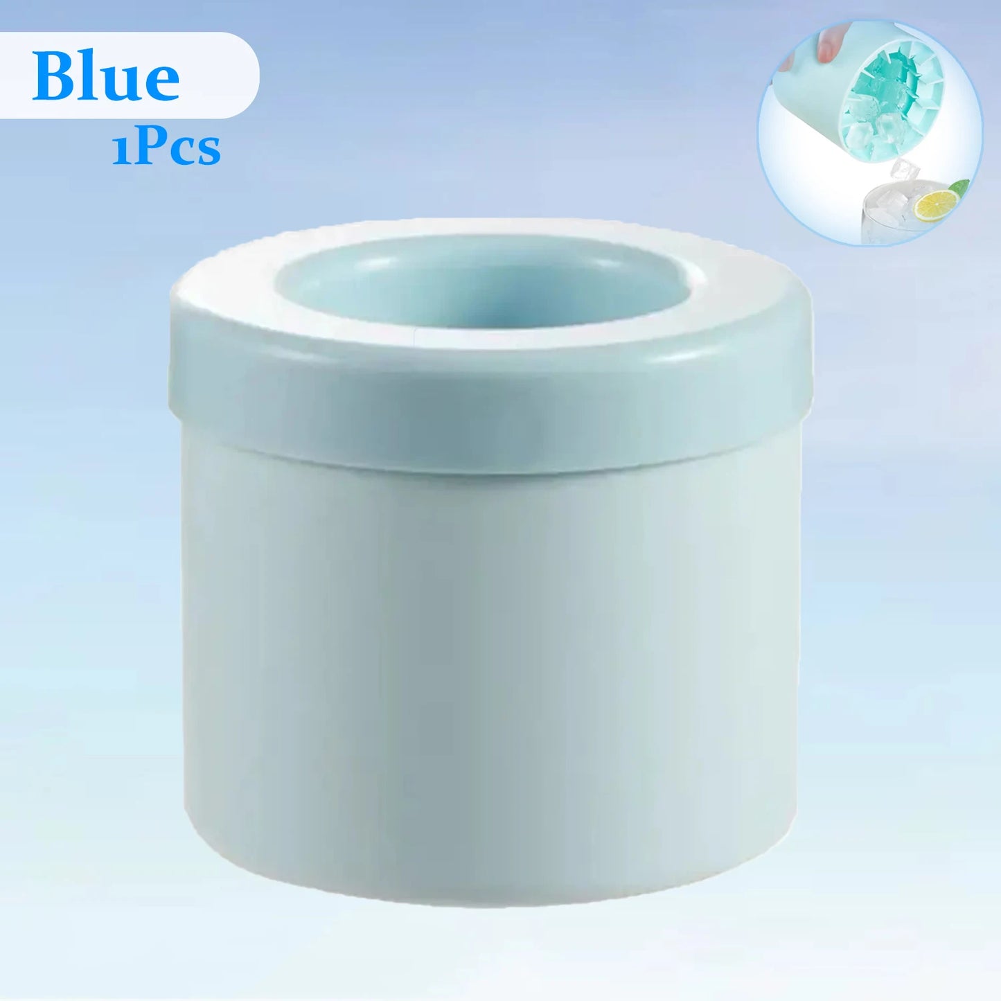 Space-Saving Silicone Ice Cylinder Mold with Lid - Round Ice Ball Maker Bucket for Whiskey, Cocktails & Freezer | BPA-Free Creative Ice Cube Genie (Blue/Grey/Yellow)