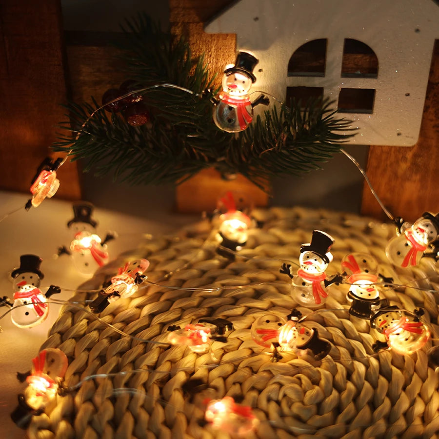 LED Christmas snowman pendant copper wire light string Christmas tree decoration scene atmosphere colorful lights Dazzle Frenzy