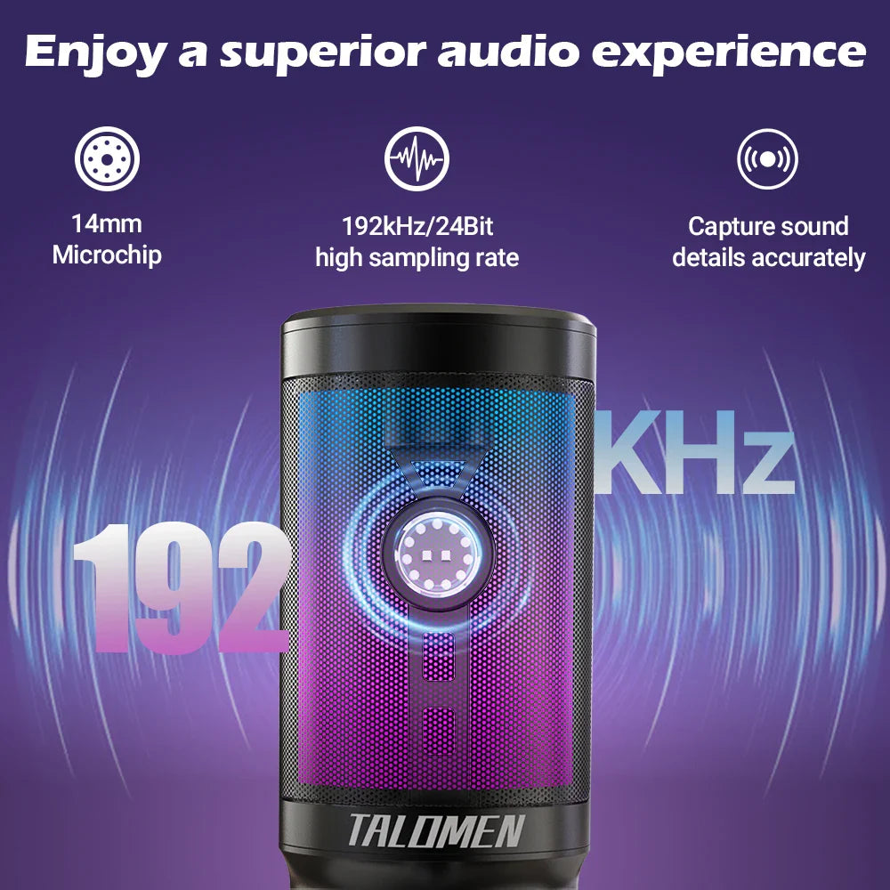 2025 Viral F8S Gaming PC USB Microphone - RGB Condenser Boom Arm Podcast Mic PS4/5 Chat Dazzle