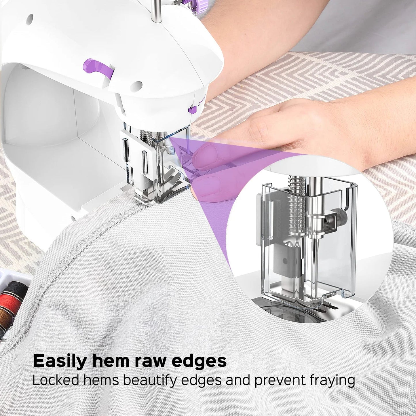 2025 Viral Portable Electric Sewing Machine - 12 Stitches LED Light Overlock Foot Pedal Dazzle