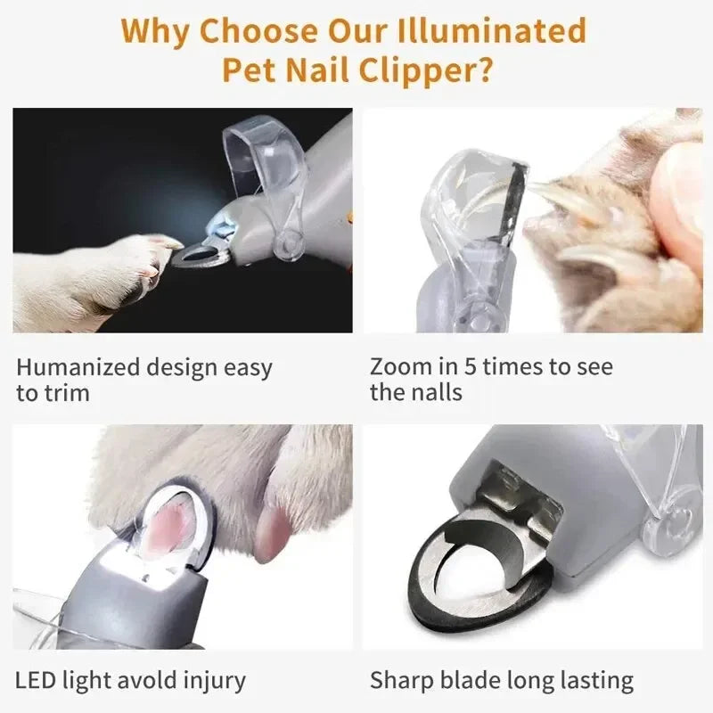 2025 Viral Pet Nail Clipper with LED Light - Precision Dog Cat Trimmer Grooming Tool Dazzle