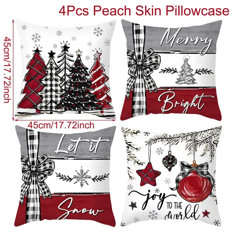 4pcs Merry Christmas Cushion Cover Home Decorations 2025 Christmas Ornament Pillow Case Xmas Navidad Gifts New Year Gifts 2026 Dazzle Frenzy