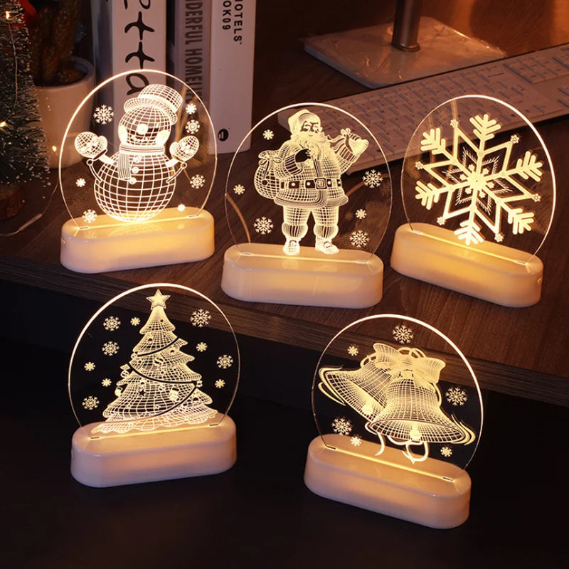 Christmas Personalized Acrylic LED Night Lights 2025 New Year Christmas Kids Gift Christmas Ornaments Atmosphere Lights Dazzle Frenzy