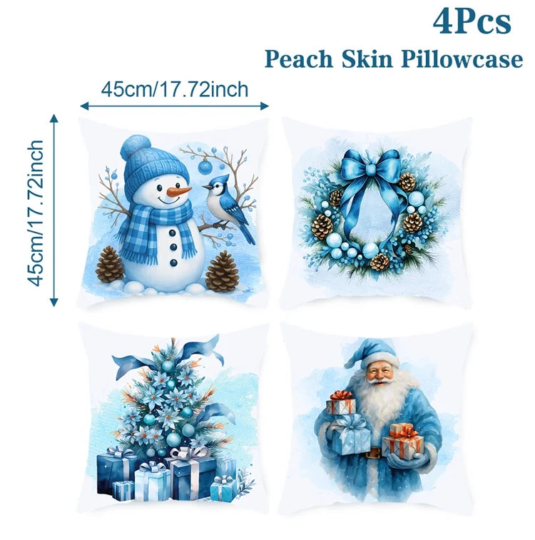 4pcs Merry Christmas Cushion Cover Home Decorations 2025 Christmas Ornament Pillow Case Xmas Navidad Gifts New Year Gifts 2026 Dazzle Frenzy