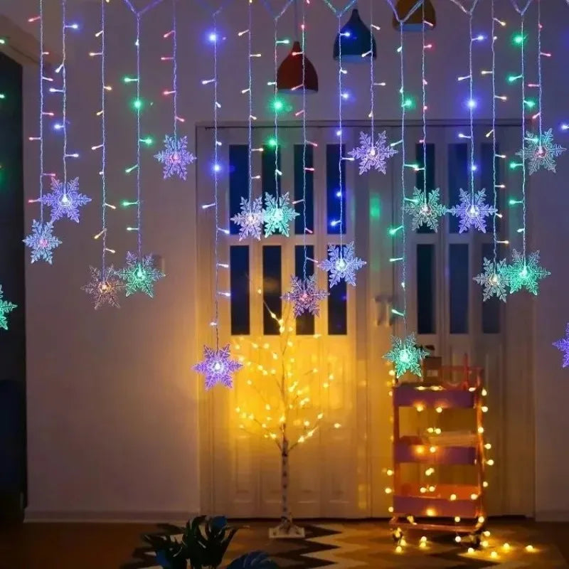 110V 220V Snowflakes  Curtain Garland on The Window Fairy Lights New Year Garland Festoon Led Lights String Christmas Decor Dazzle Frenzy