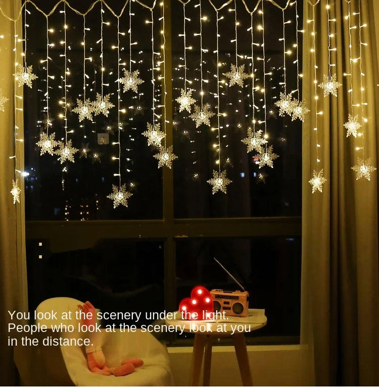 110V 220V Snowflakes  Curtain Garland on The Window Fairy Lights New Year Garland Festoon Led Lights String Christmas Decor Dazzle Frenzy