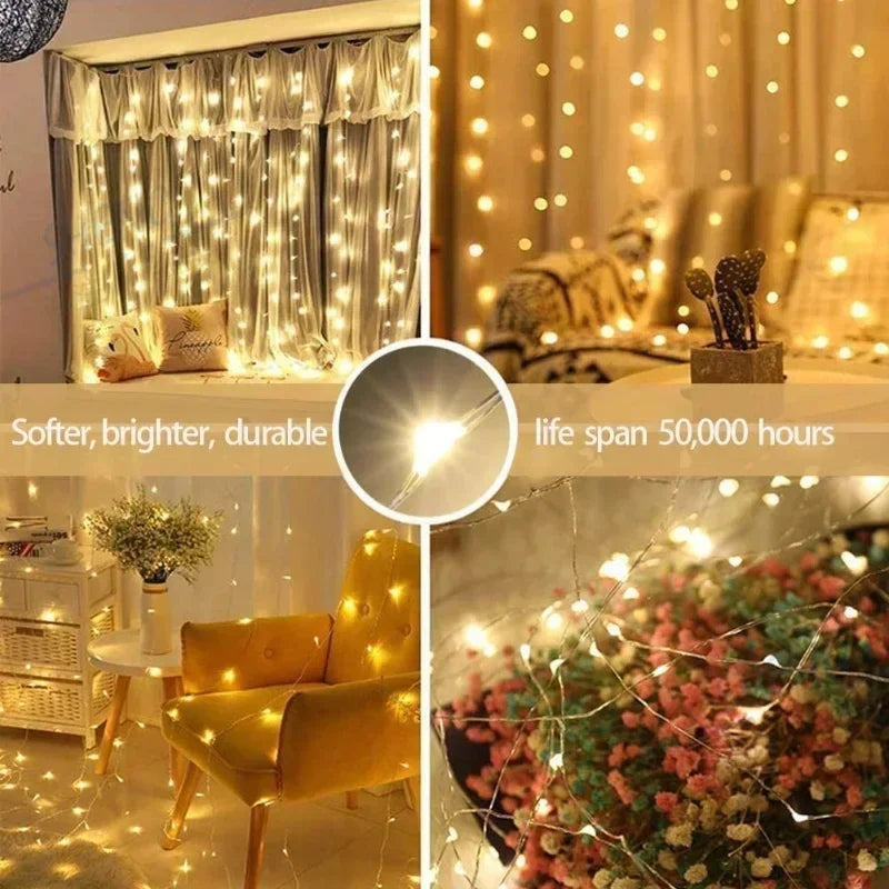 6x3M/3x3m Curtain Garland on The Window USB Power Fairy Lights Festoon with Remote New Year Garland Led Lights Christmas Decor Dazzle Frenzy