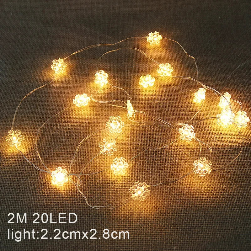 2M 20leds Christmas Decoration Garland Lights String Santa Claus Snowflake Battery Powered New Year Party Wedding Fairy Light Dazzle Frenzy