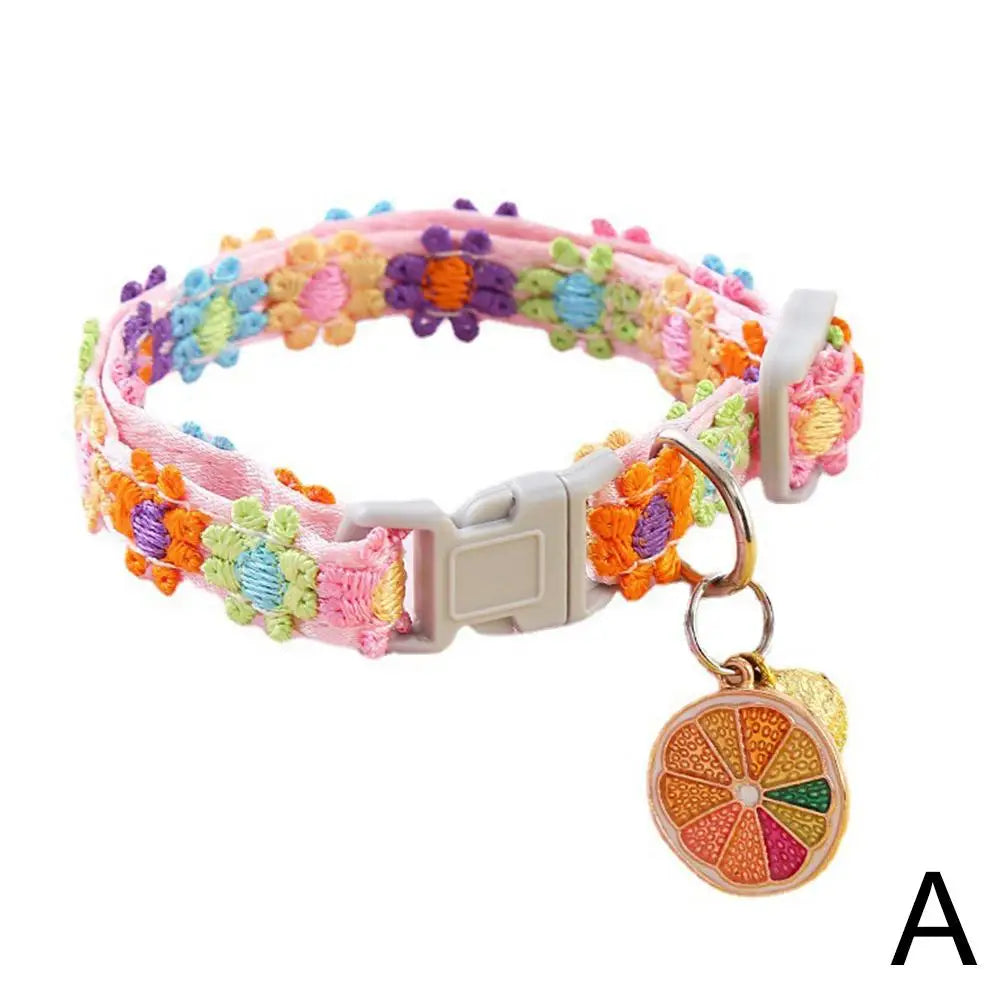 Adjustable Colorful Lace Flower Cat Collar with Bell – Cute Floral Choker Necklace for Cats & Kittens | 2025 Viral Breakaway Safety Cat Collar