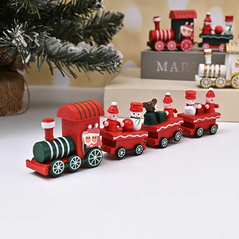 Wooden Christmas Small Train Xmas Ornaments Merry Christmas Decor For Home Happy New Year 2025 Creative Kids Naviidad Gifts Gift Dazzle Frenzy