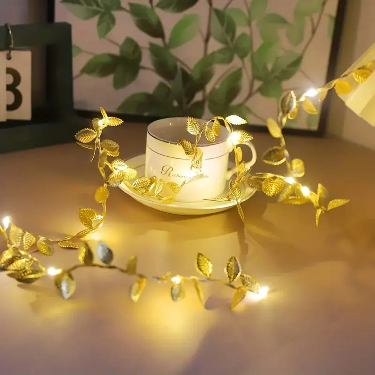 Golden Tiny Leaves Fairy Light Sliver Leaf Battery Powerd Led Copper Wire String Lights For Wedding Home Party DIY Xmas Decor Dazzle Frenzy