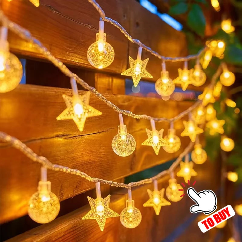2M 20leds Christmas Decoration Garland Lights String Santa Claus Snowflake Battery Powered New Year Party Wedding Fairy Light Dazzle Frenzy