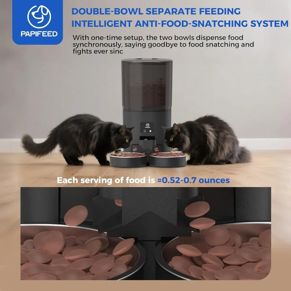 2025 Viral WiFi Automatic Cat Feeder - Dual Bowl Anti-Fight 7L App Control For Two Cats Dazzle