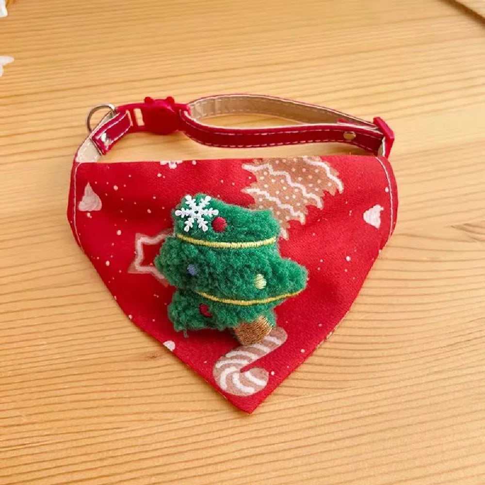 2025 Viral Christmas Dog Triangle Scarf - Adjustable Xmas Collar Santa Elk Pet Accessories Dazzle