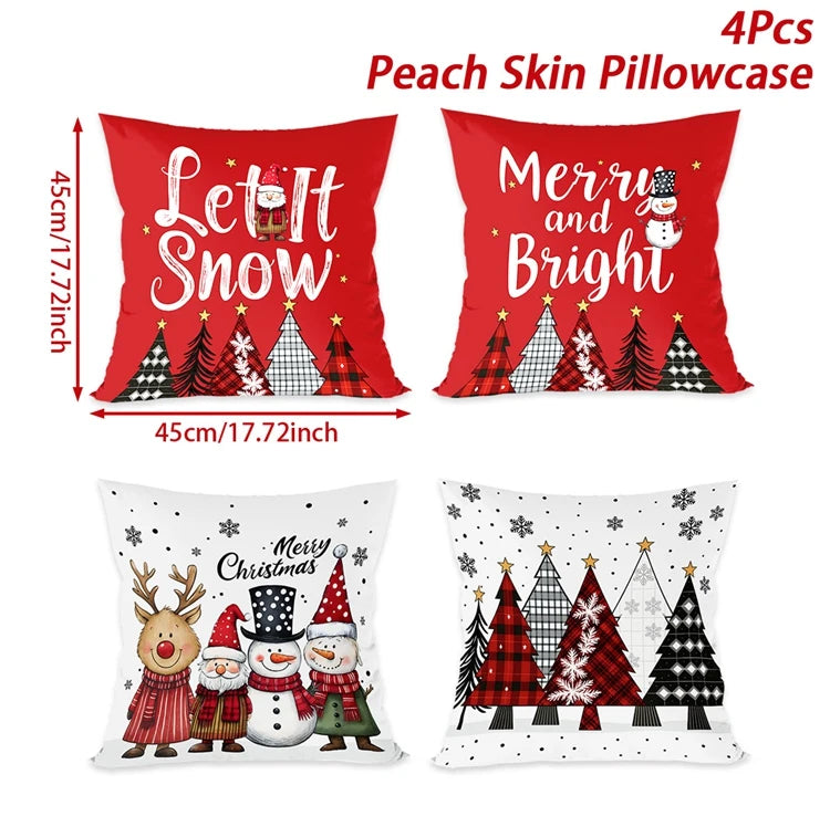 4pcs Merry Christmas Cushion Cover Home Decorations 2025 Christmas Ornament Pillow Case Xmas Navidad Gifts New Year Gifts 2026 Dazzle Frenzy