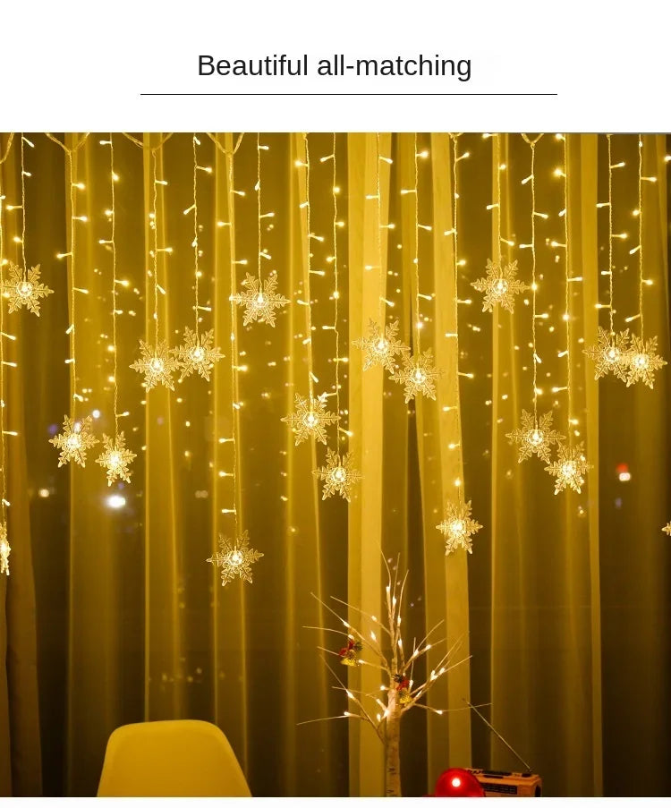 110V 220V Snowflakes  Curtain Garland on The Window Fairy Lights New Year Garland Festoon Led Lights String Christmas Decor Dazzle Frenzy