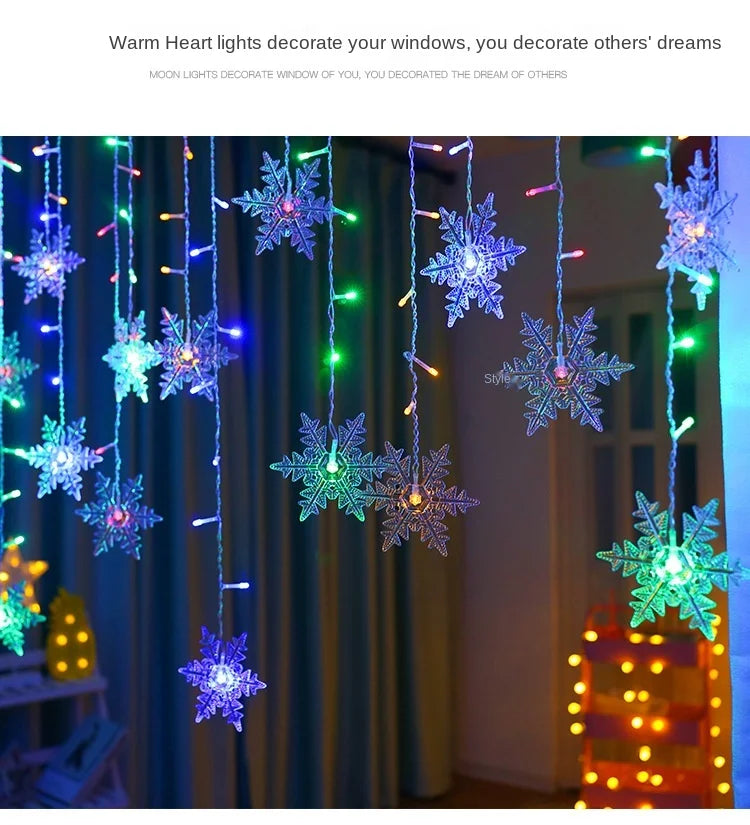 110V 220V Snowflakes  Curtain Garland on The Window Fairy Lights New Year Garland Festoon Led Lights String Christmas Decor Dazzle Frenzy