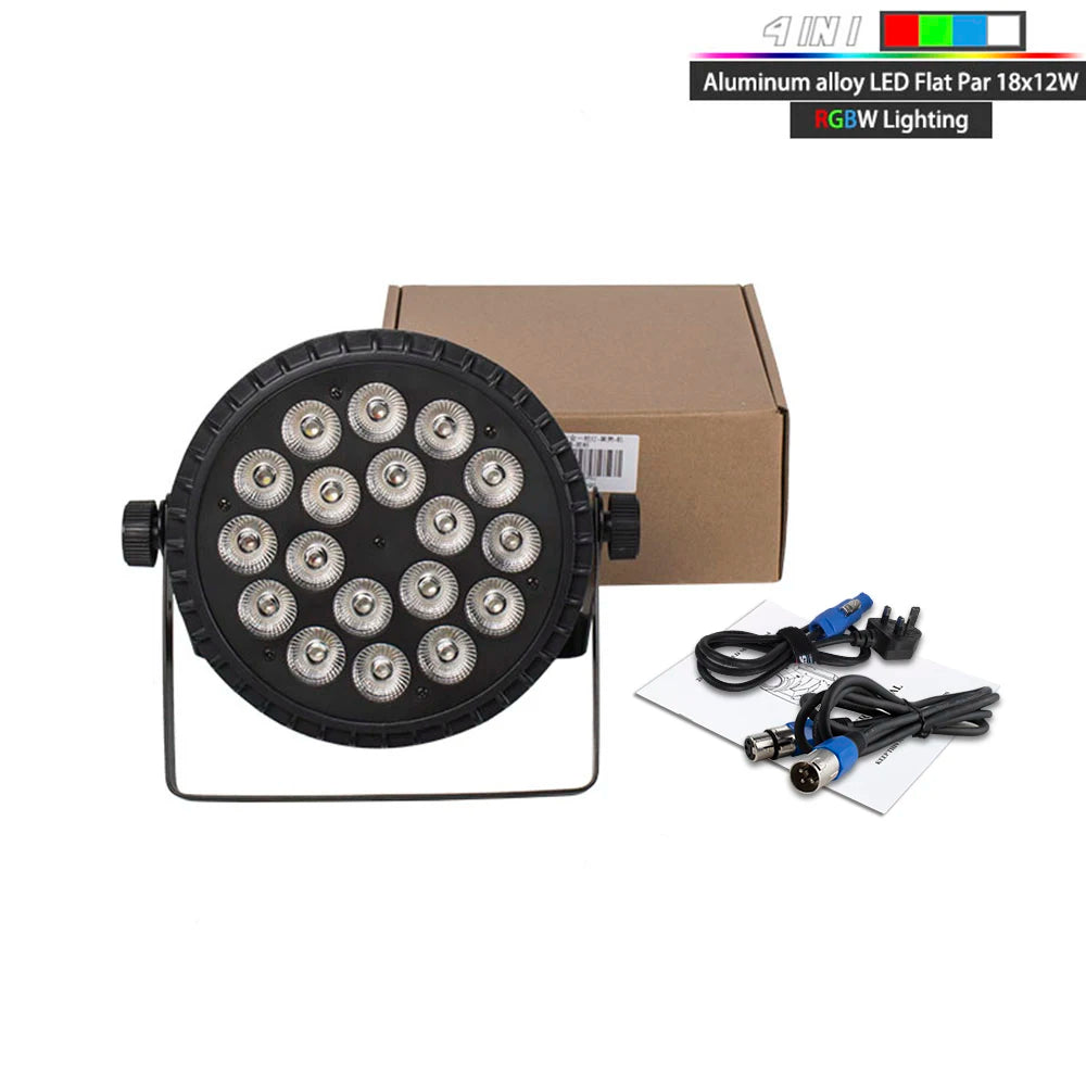 SHEHDS LED Flat Par Lighting18x12W RGBW/18x18W RGBWA+UV Aluminum Flat Par DJ Light For Disco Christmas Lights Audience Dazzle Frenzy