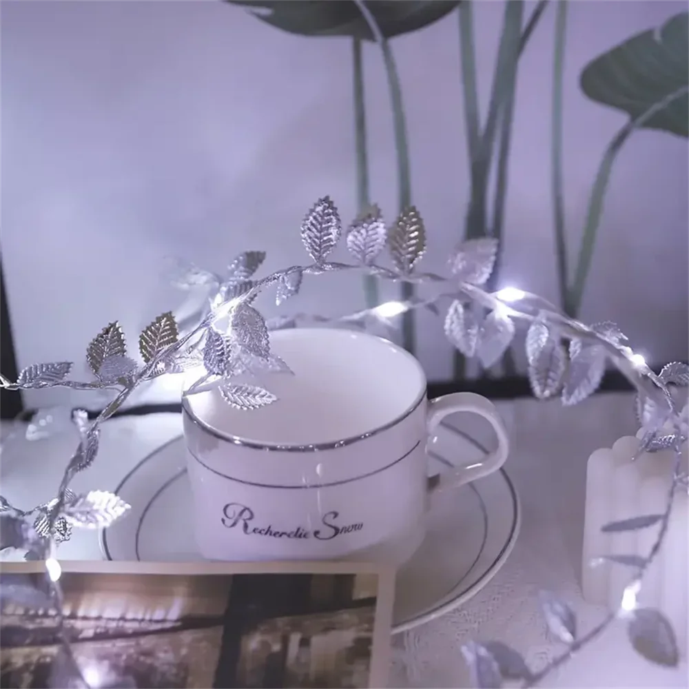 Golden Tiny Leaves Fairy Light Sliver Leaf Battery Powerd Led Copper Wire String Lights For Wedding Home Party DIY Xmas Decor Dazzle Frenzy