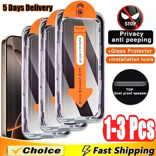 2025 Viral 8K Privacy Tempered Glass - Anti-Spy Dust-Free Screen Protector iPhone 11-16 1-3pcs