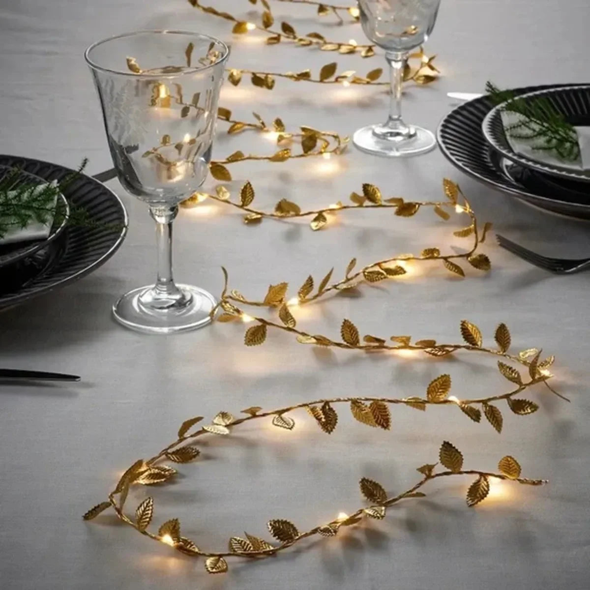 Golden Tiny Leaves Fairy Light Sliver Leaf Battery Powerd Led Copper Wire String Lights For Wedding Home Party DIY Xmas Decor Dazzle Frenzy