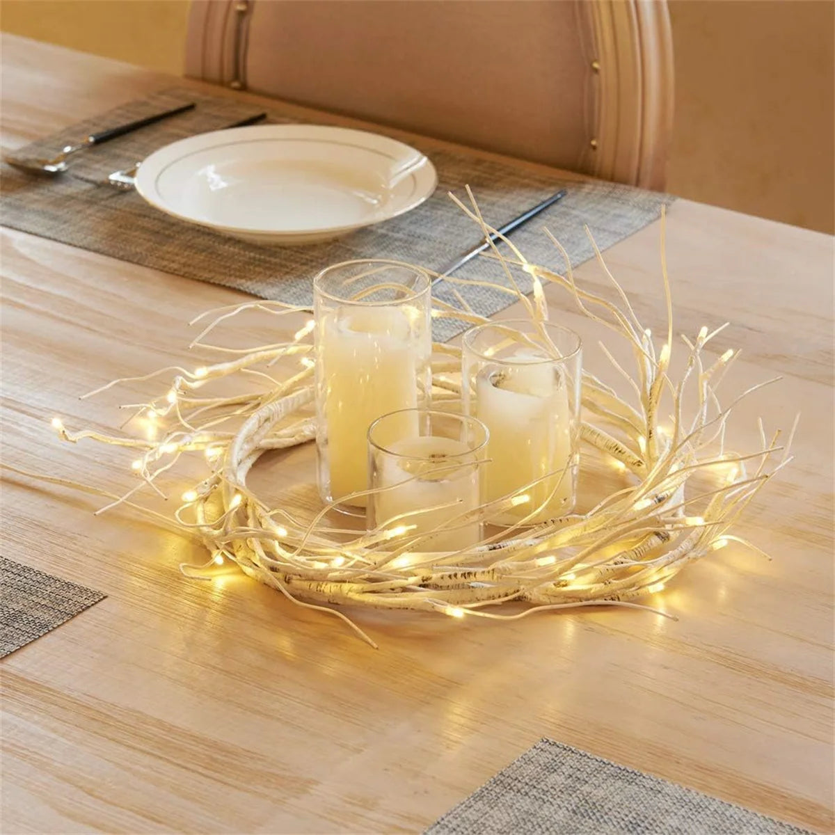 48 LED Birch Vine Lights  Battery  Power Artificial Branch Vine Light for Christmas Fireplaces Tables Indoors And Outdoors Decor Dazzle Frenzy