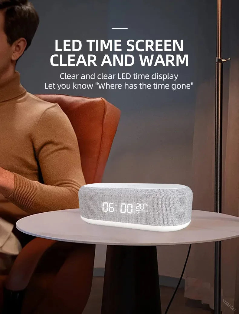 2025 Viral Alarm Clock Wireless Charger - 15W iPhone Night Light Thermometer Desk Lamp