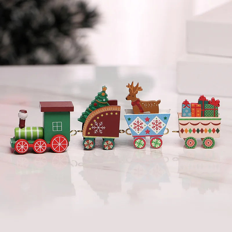 Wooden Christmas Small Train Xmas Ornaments Merry Christmas Decor For Home Happy New Year 2025 Creative Kids Naviidad Gifts Gift Dazzle Frenzy