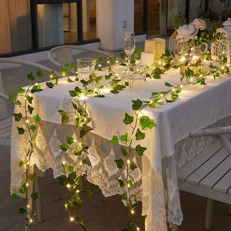 Flower Green Leaf String Lights Artificial Vine Fairy Lights Battery Powered Christmas Tree Garland Light for Weeding Home Decor Dazzle Frenzy