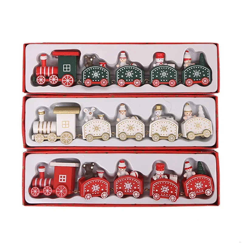 Wooden Christmas Small Train Xmas Ornaments Merry Christmas Decor For Home Happy New Year 2025 Creative Kids Naviidad Gifts Gift Dazzle Frenzy