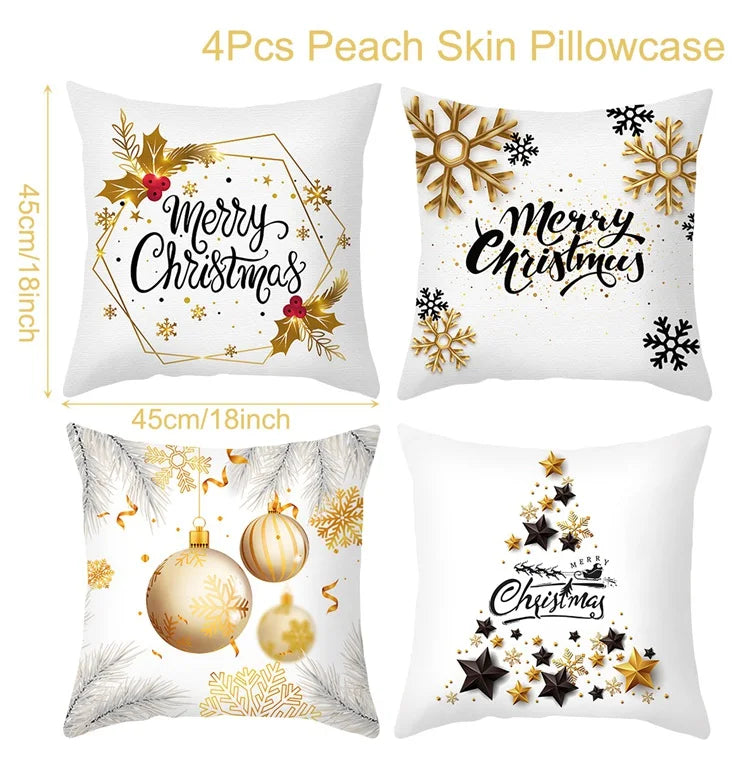 4pcs Merry Christmas Cushion Cover Home Decorations 2025 Christmas Ornament Pillow Case Xmas Navidad Gifts New Year Gifts 2026 Dazzle Frenzy