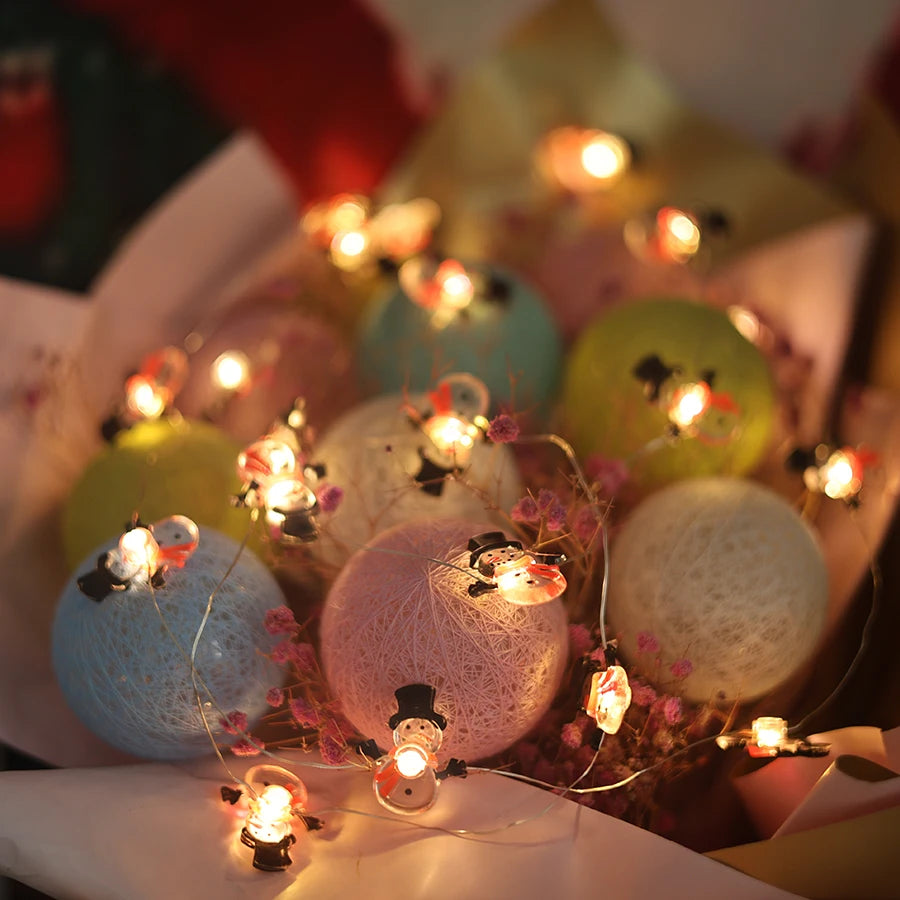 LED Christmas snowman pendant copper wire light string Christmas tree decoration scene atmosphere colorful lights Dazzle Frenzy